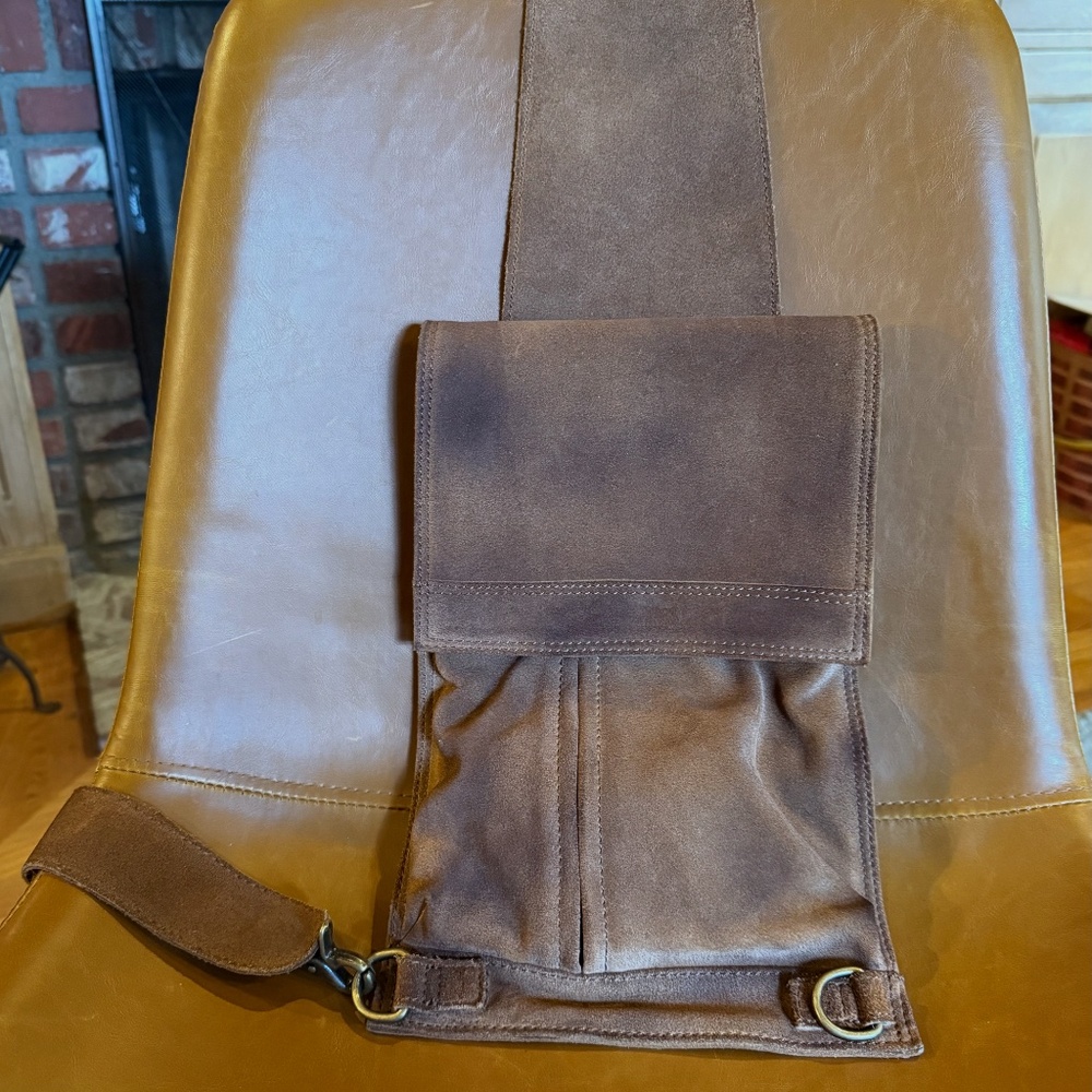 CUT AND PASTE BODY SLING BAG- 100 PERCENT SUADE